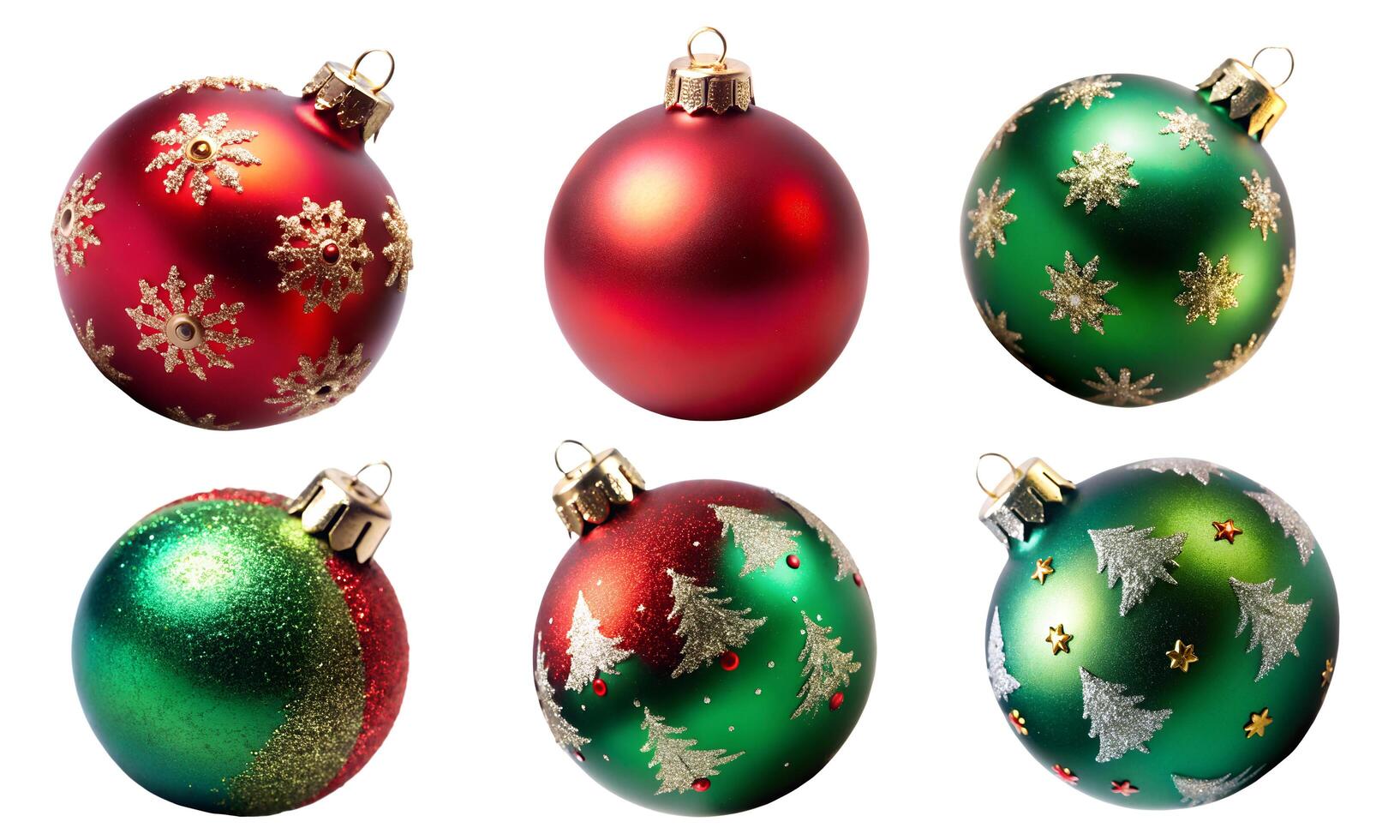 Set of Christmas tree toys on a white background. photo