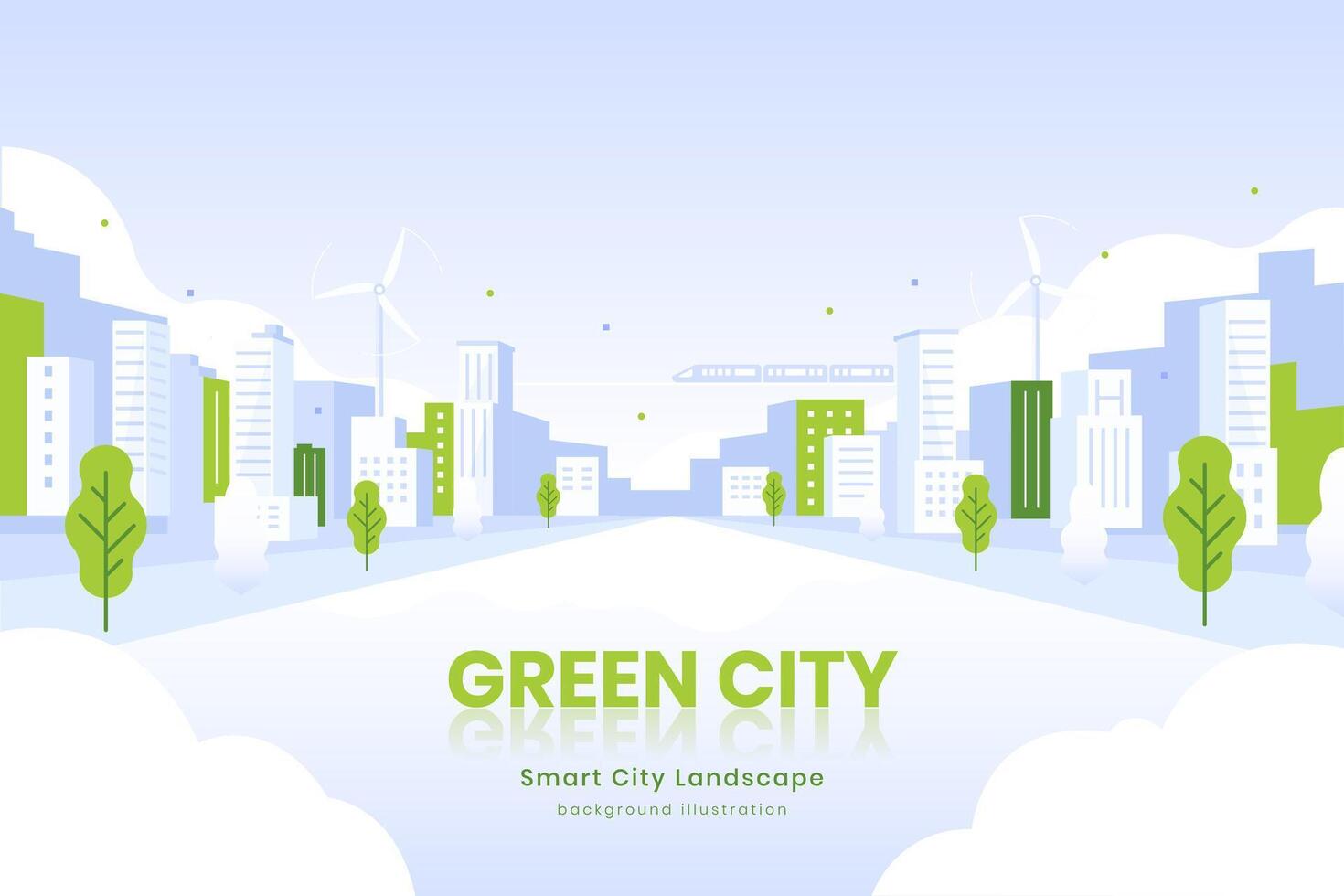 Smart city landscape Background illustration, urban blue and green landscape banner vector