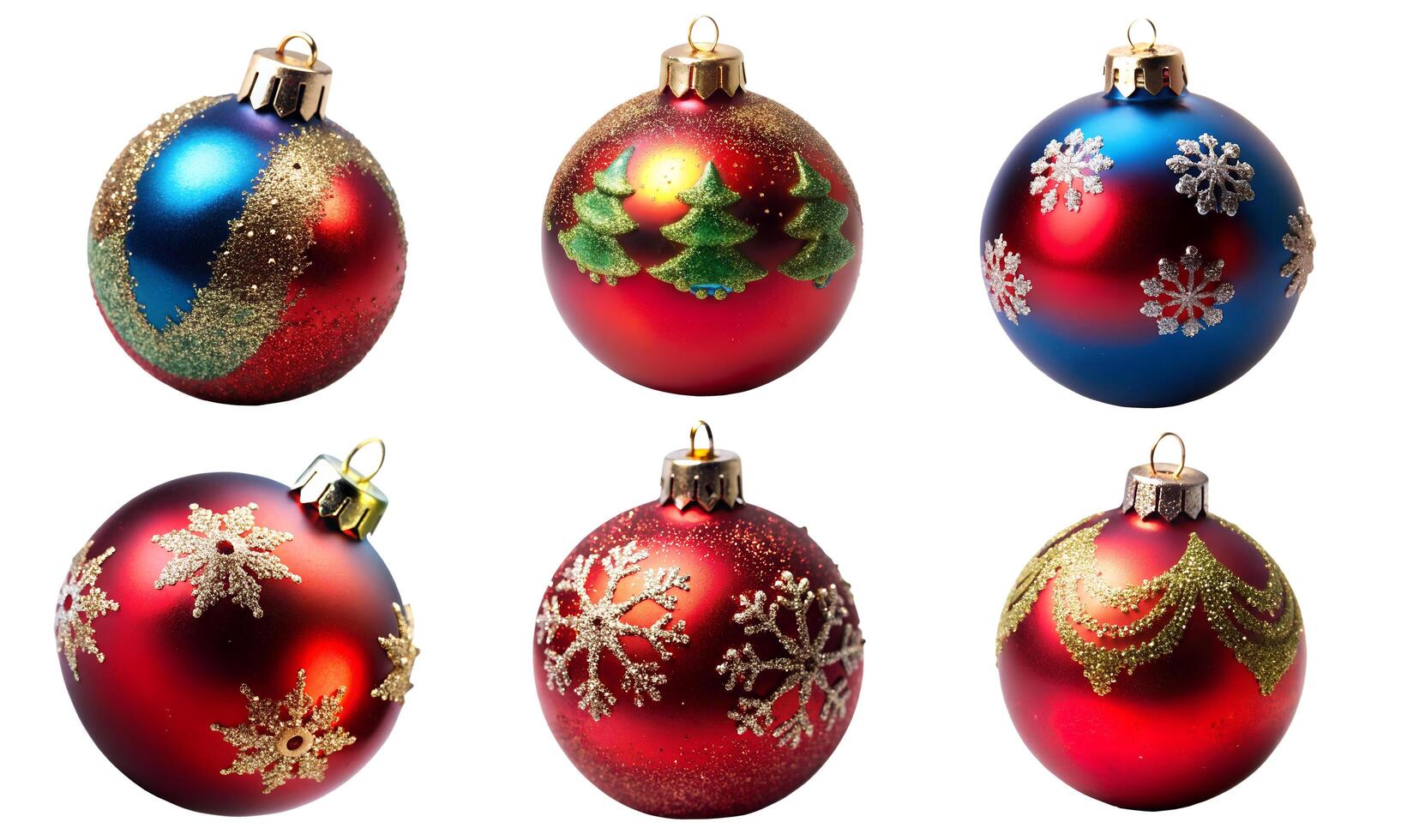 Set of Christmas tree toys on a white background. photo