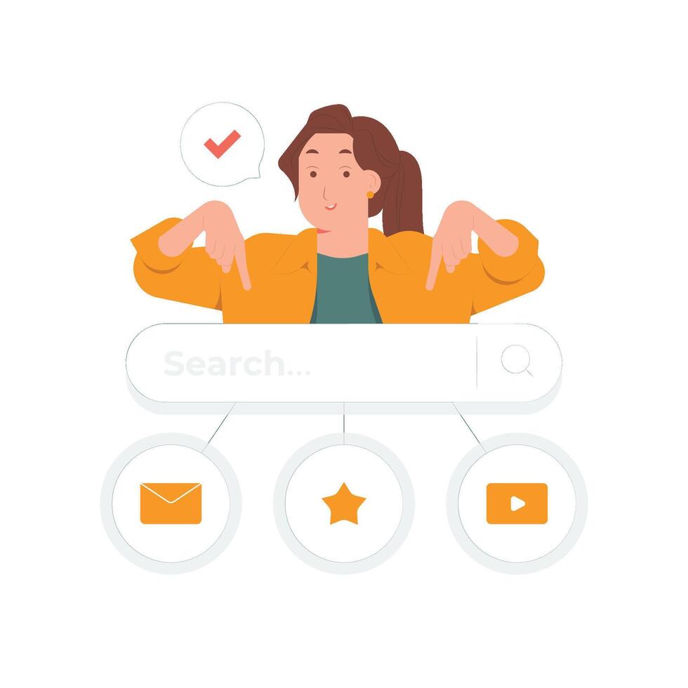 Online search engine web browser, seo optimization analytic concept illustration vector