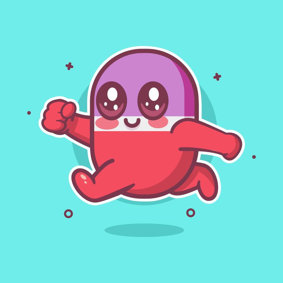 funny capsule medicine character mascot running isolated cartoon vector