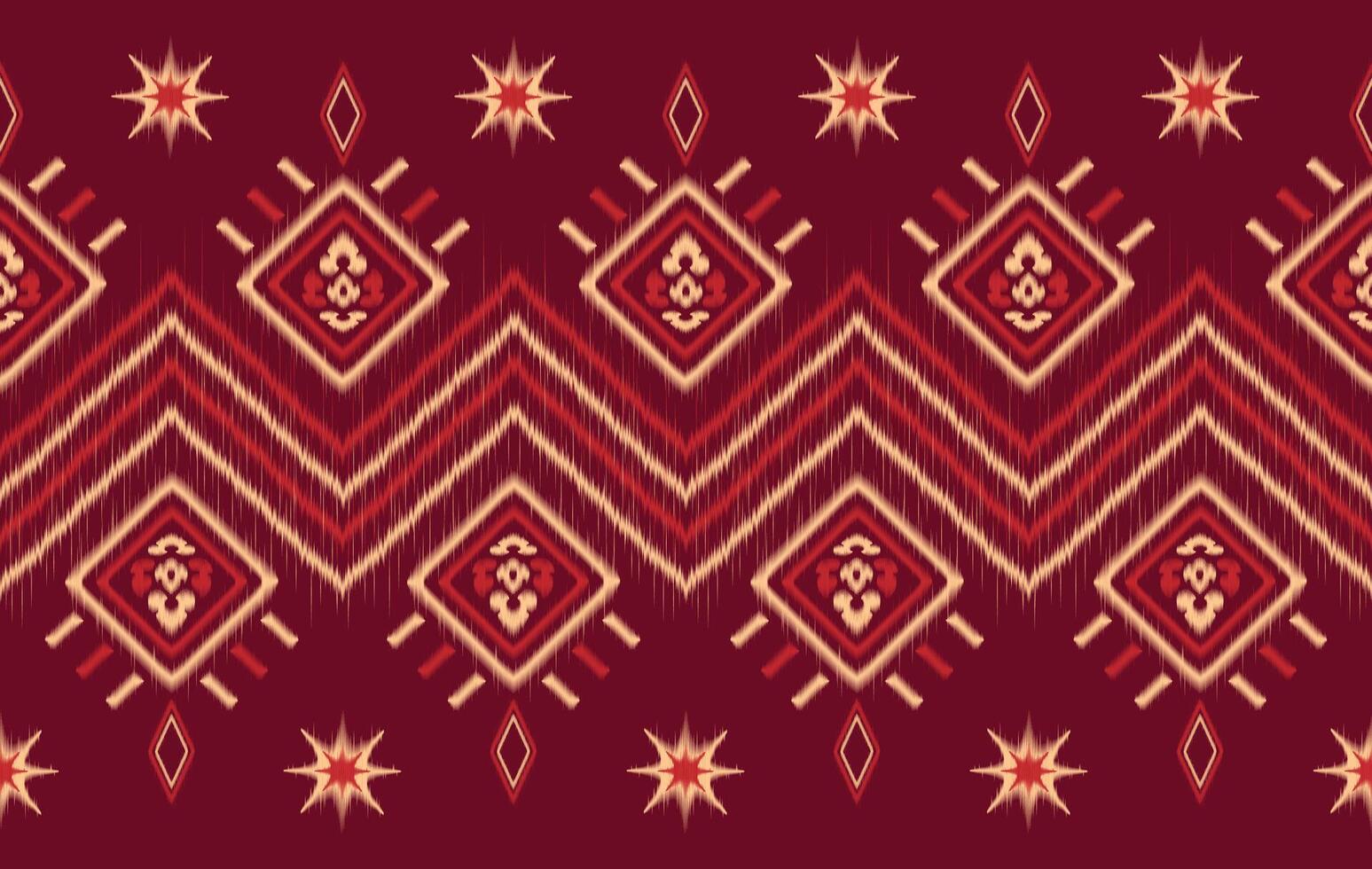 Ikat motifs ethnic fabric seamless pattern red. traditional ikat ethnic pattern style. Designed for saree, sarong, batik ,carpet ,clothing ,ikat pattern ,fabric ,embroidery ,textile art ,weaving vector
