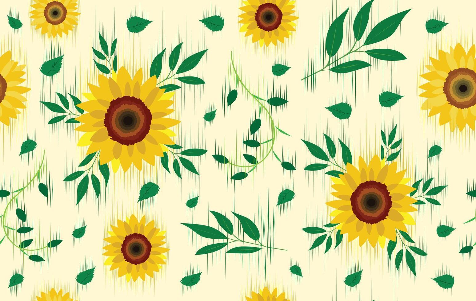 Ikat floral ethnic fabric sunflower seamless pattern. traditional ikat ethnic pattern style. Designed for saree, sarong, batik ,carpet ,clothing ,ikat pattern ,fabric ,embroidery ,textile art ,weaving vector