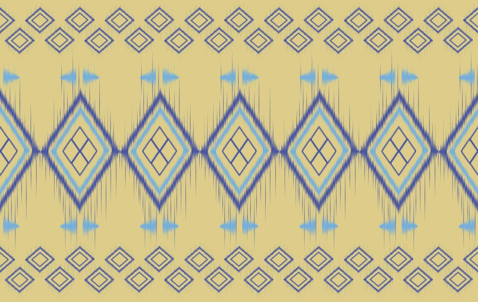 Ikat motifs ethnic fabric seamless pattern yellow. traditional ikat ethnic pattern style. Designed for saree, sarong, batik ,carpet ,clothing ,ikat pattern ,fabric ,embroidery ,textile art ,weaving vector