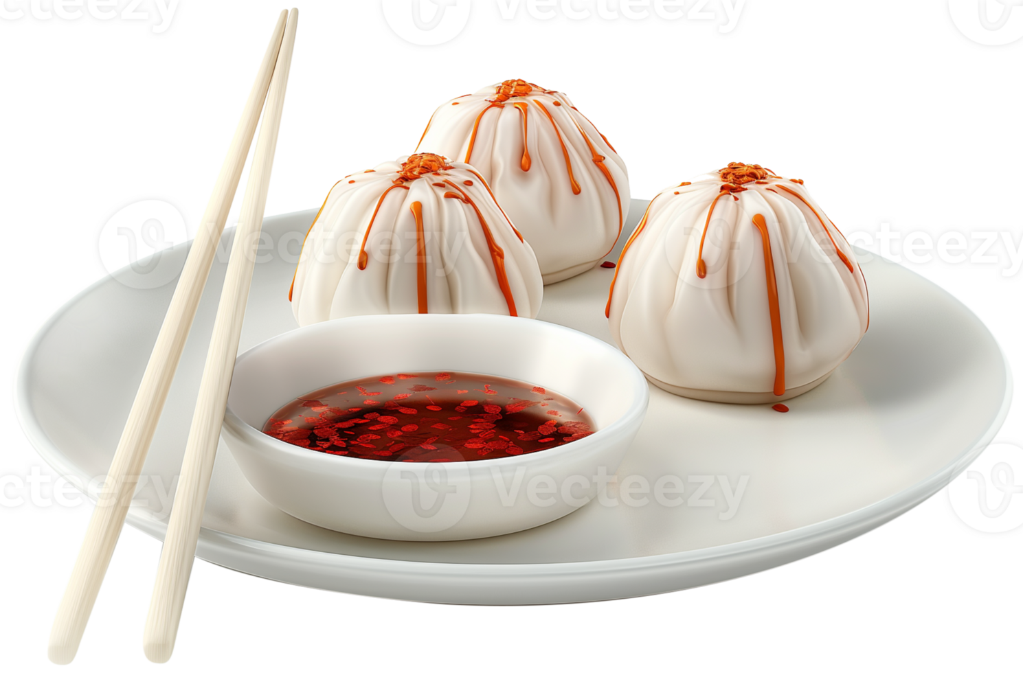 Jiaozi Food Clipart - Dim sum recipe with spicy Sauce isolated illustration on a transparent background png
