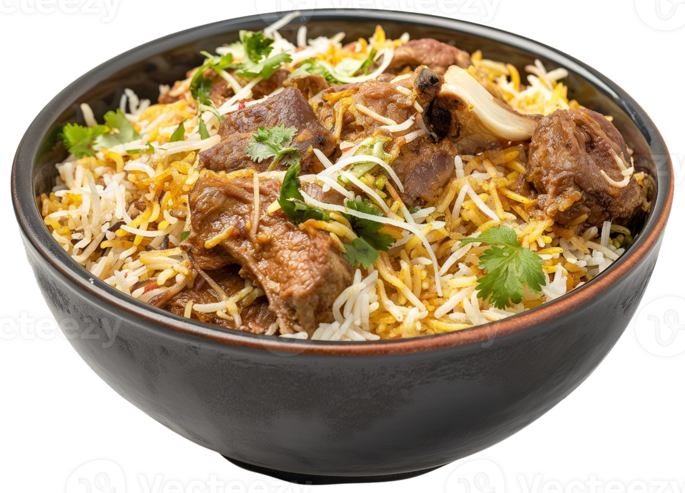 Biryani Dish - tasty Dum Biryani with basmati ric isolated illustration on a transparent background png