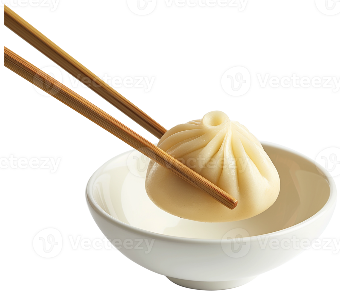 Jiaozi Food Clipart - A fried Wonton in chopsticks isolated illustration on a transparent background png