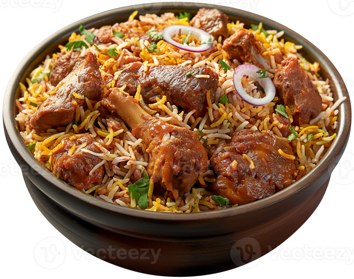 Biryani Dish - Hyderabadi biryani with chicken isolated illustration on a transparent background png
