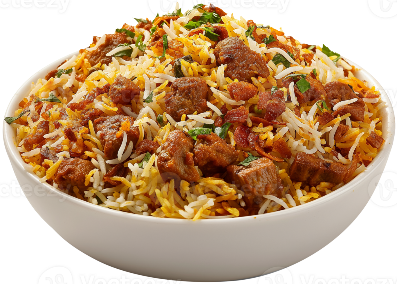 Biryani Dish - delicious biryani in Lucknowi special isolated illustration on a transparent background png