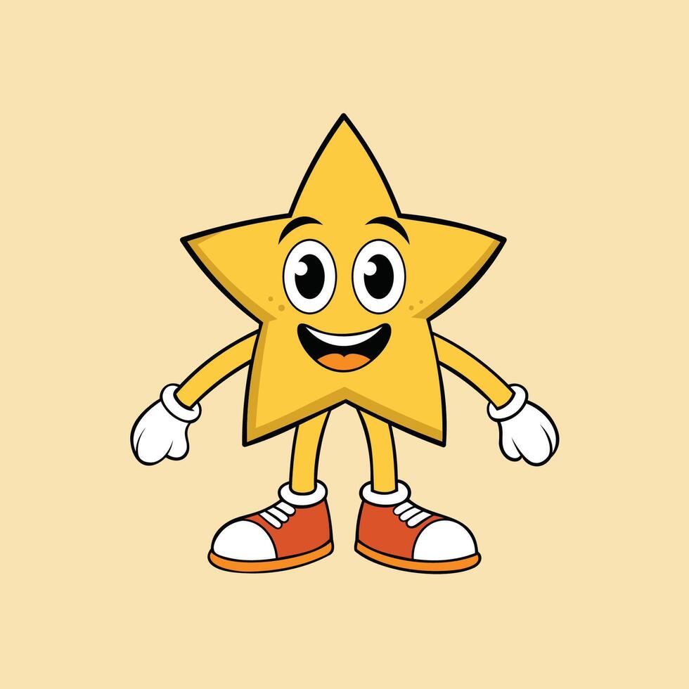 A retro style animated star character illustration vector
