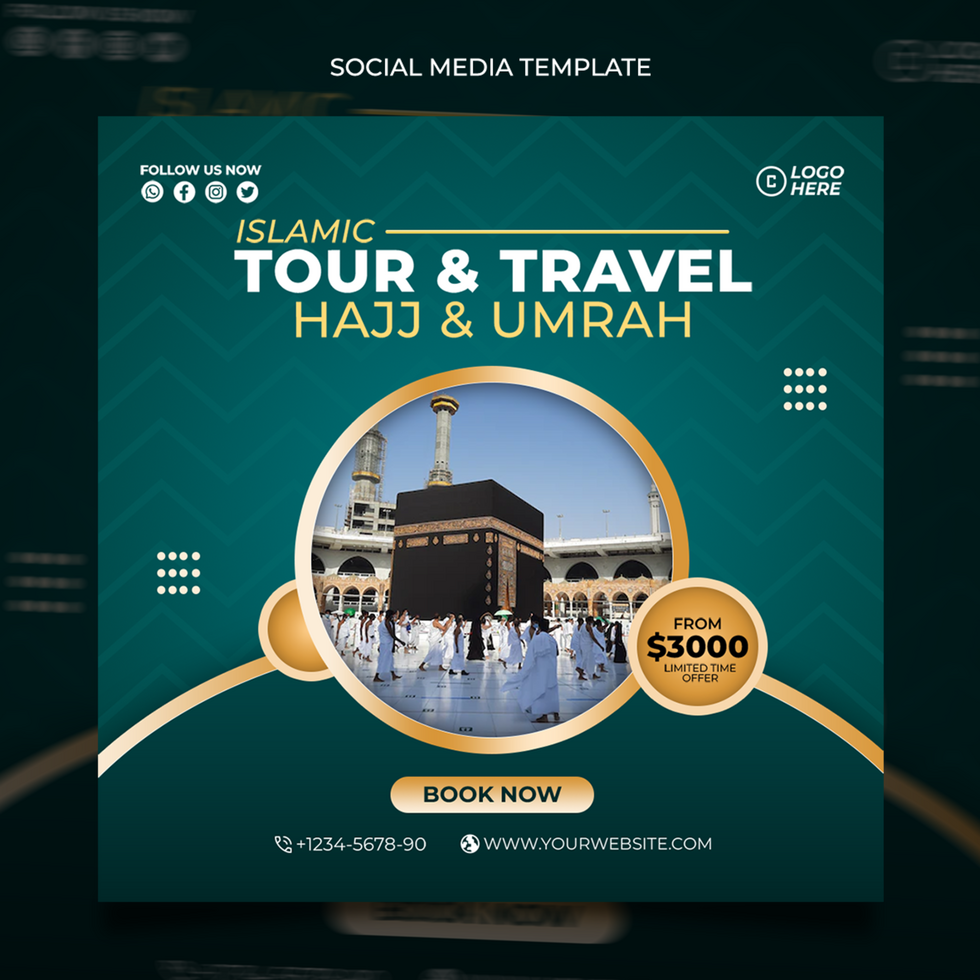 Hajj And Umrah social media post template psd