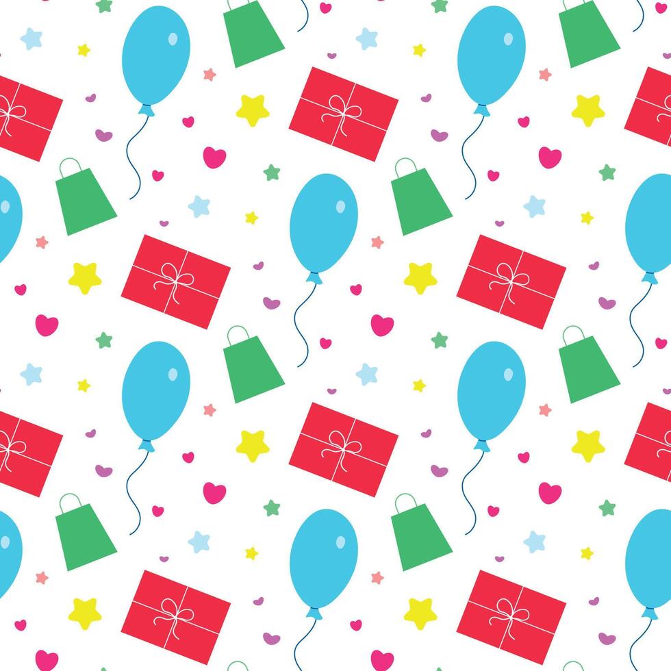 Festive background, birthday, seamless pattern, colorful objects on a white background vector