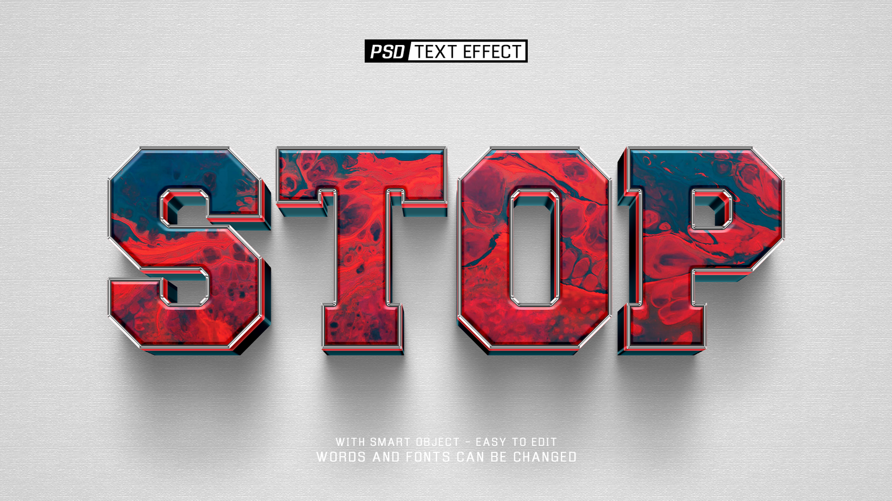 stop 3d text effect psd