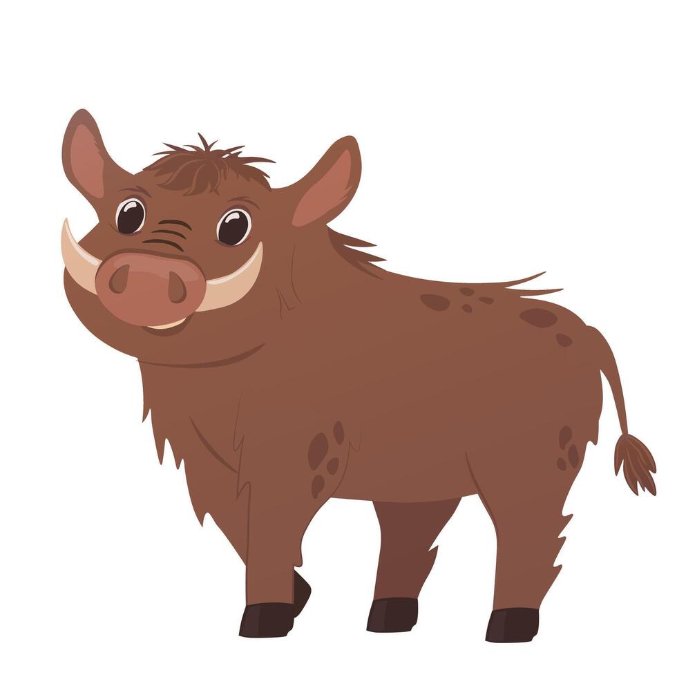 Warthog. Wild boar piglet. Young animal. isolated on white background. South Africa animal. vector