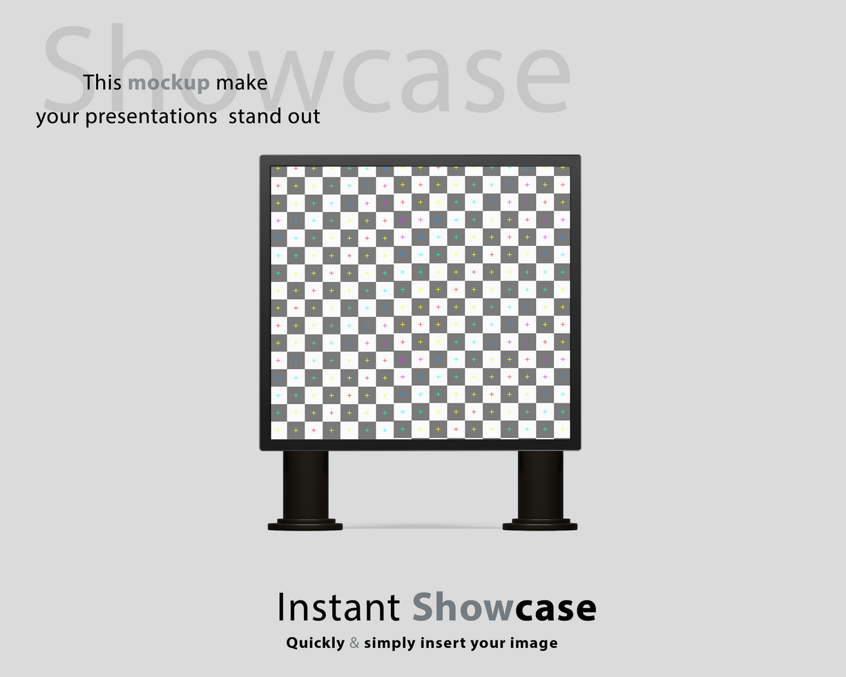 Digital advertising stand protected behind white psd