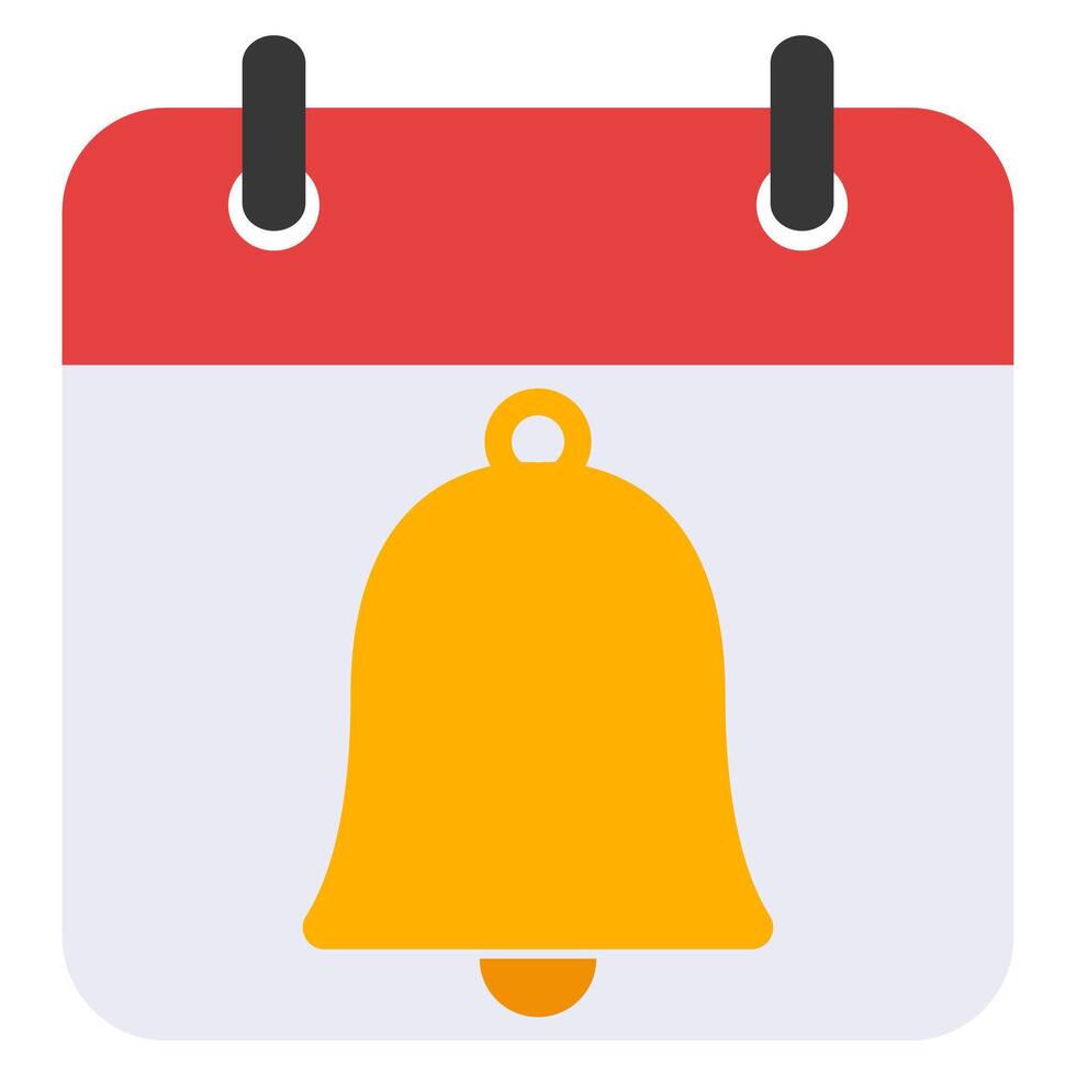 Flat illustration of calendar with Ringing bell isolated on white background. vector
