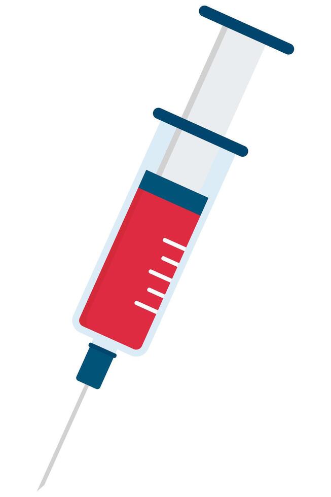 Medicine syringe flat icon isolated on white background. vector