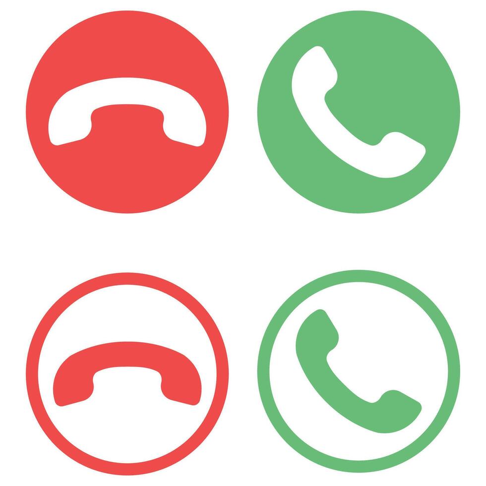 Accept and decline call icon in circle button isolated on white background. vector