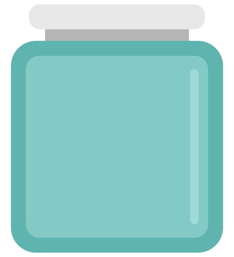 Empty glass jar with screw cap flat illustration isolated on white background. vector