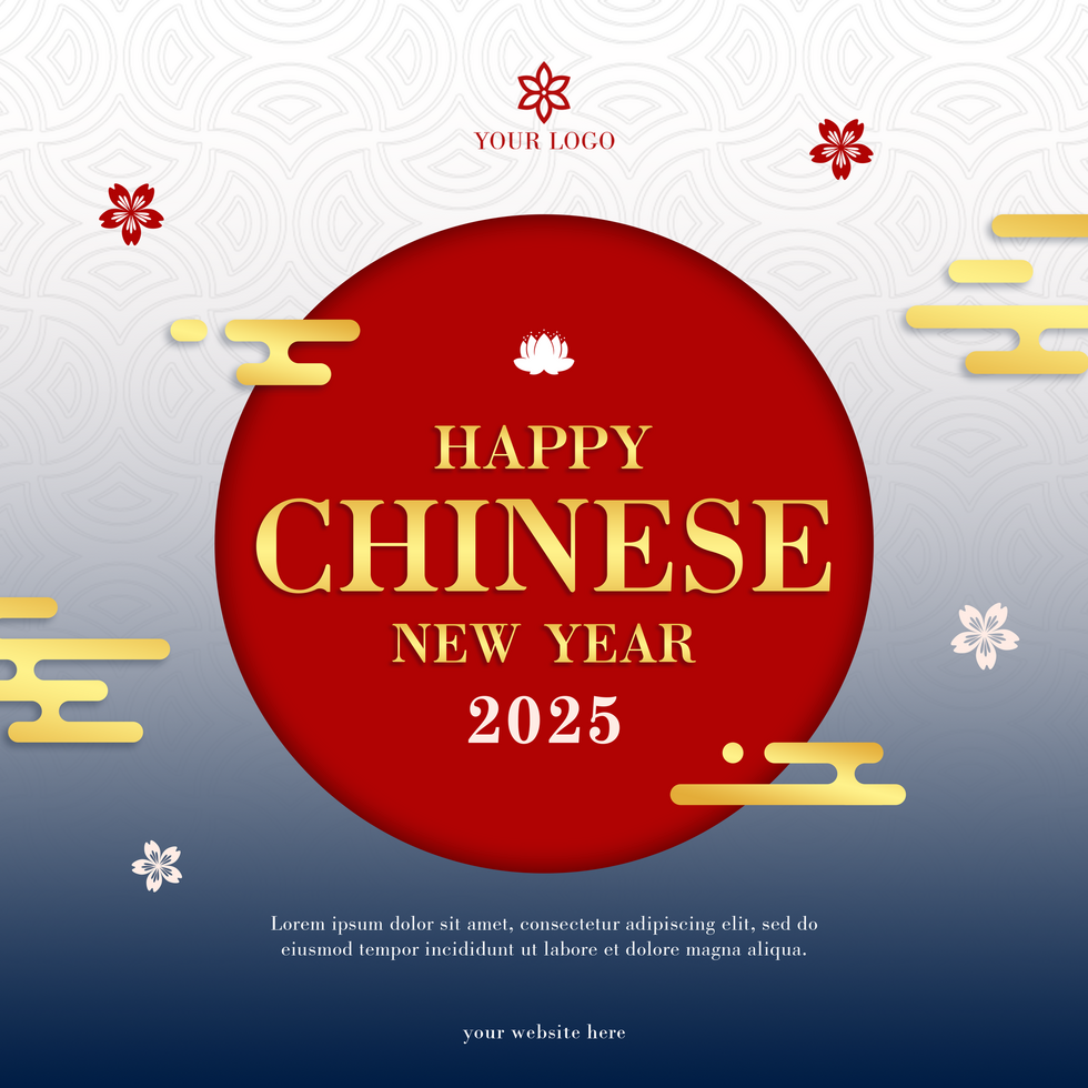 Chinese New Year Greeting Post Template Minimalist Theme Design psd