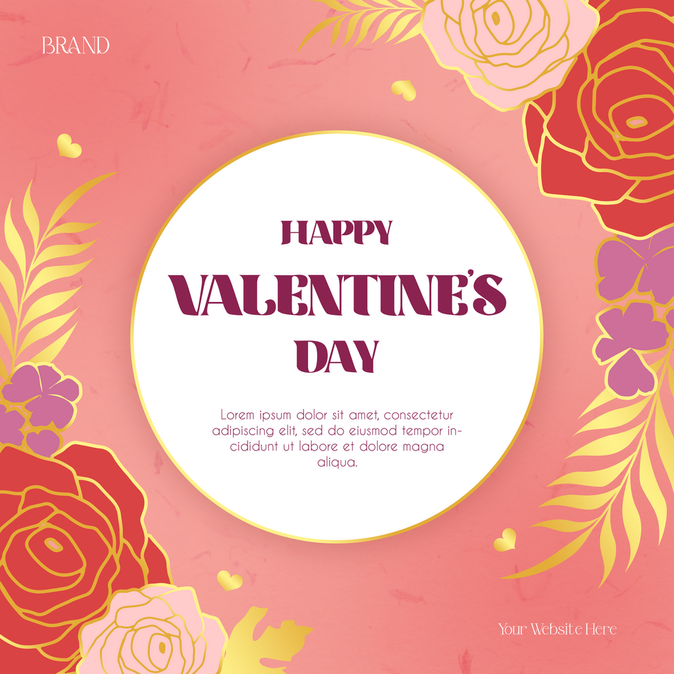 Valentine Day Greeting Post Card Luxury Elegant Theme Instagram Template Design copy psd