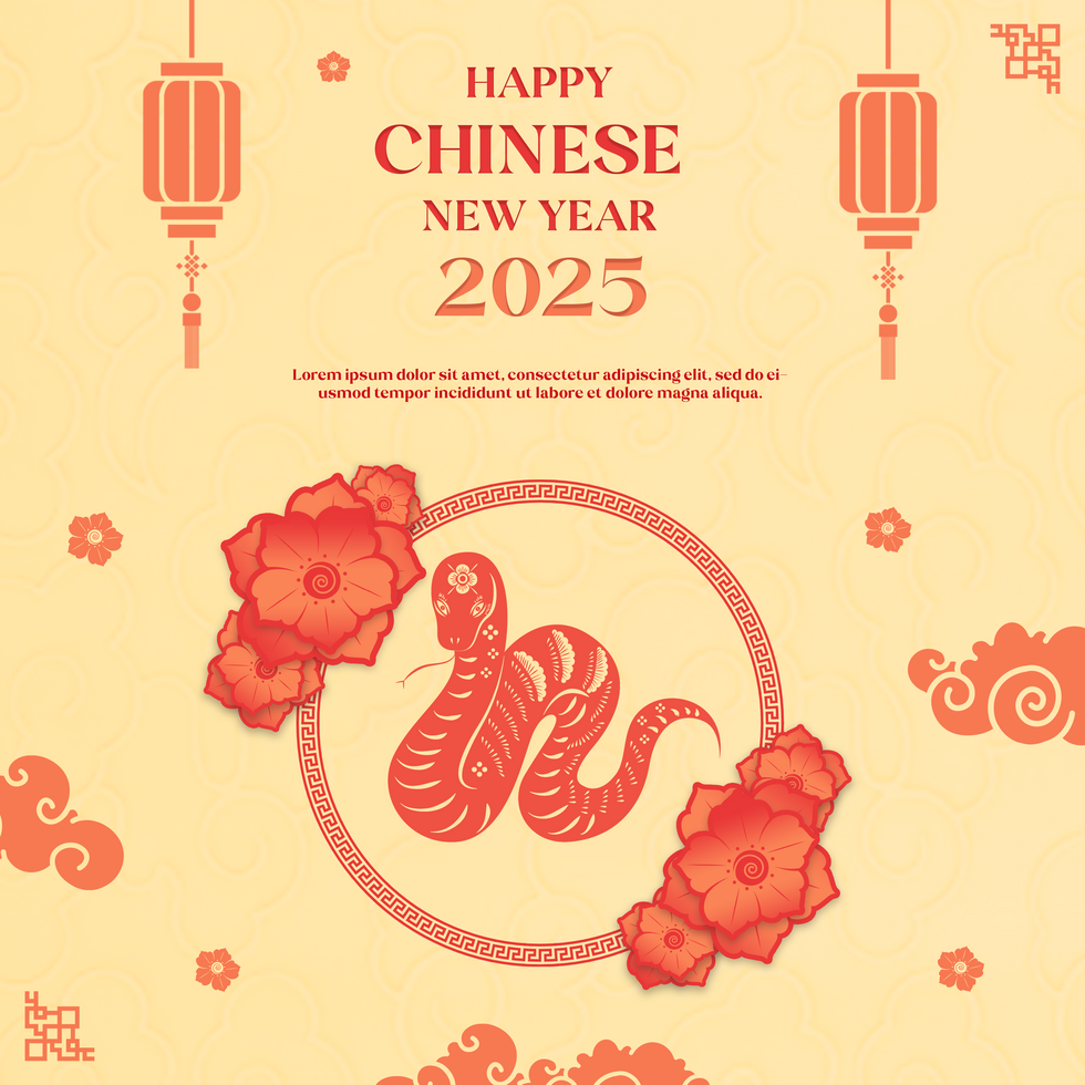 Chinese New Year Greeting Banner Elegant Social Media Post Template copy psd