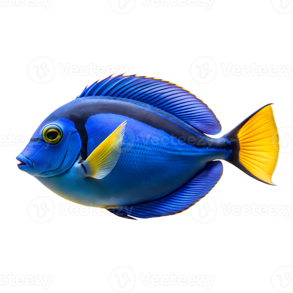 Blue Tang Surgeonfish isolated on a translucent background png