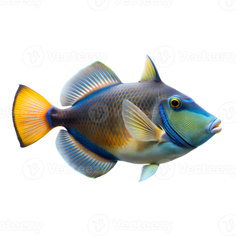 Bluethroat Triggerfish isolated on a transparent background png