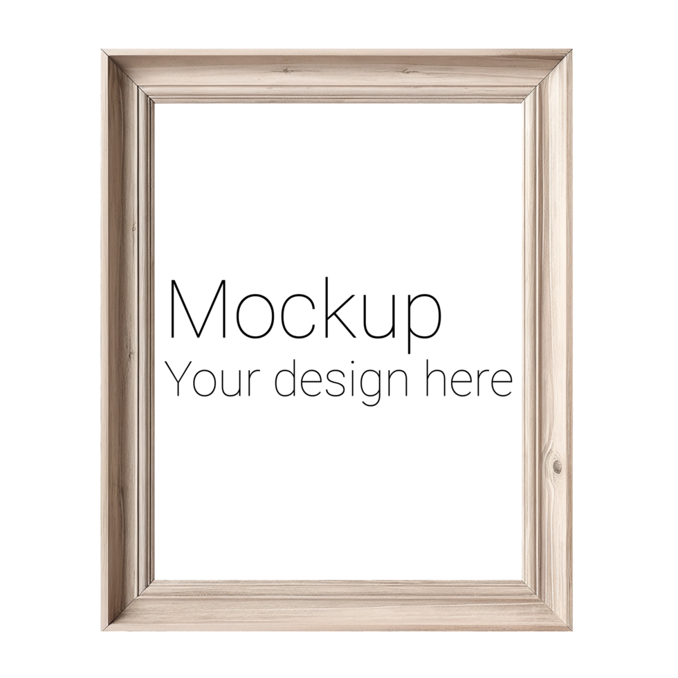 Mockup of beige frame for poster or photo without background psd
