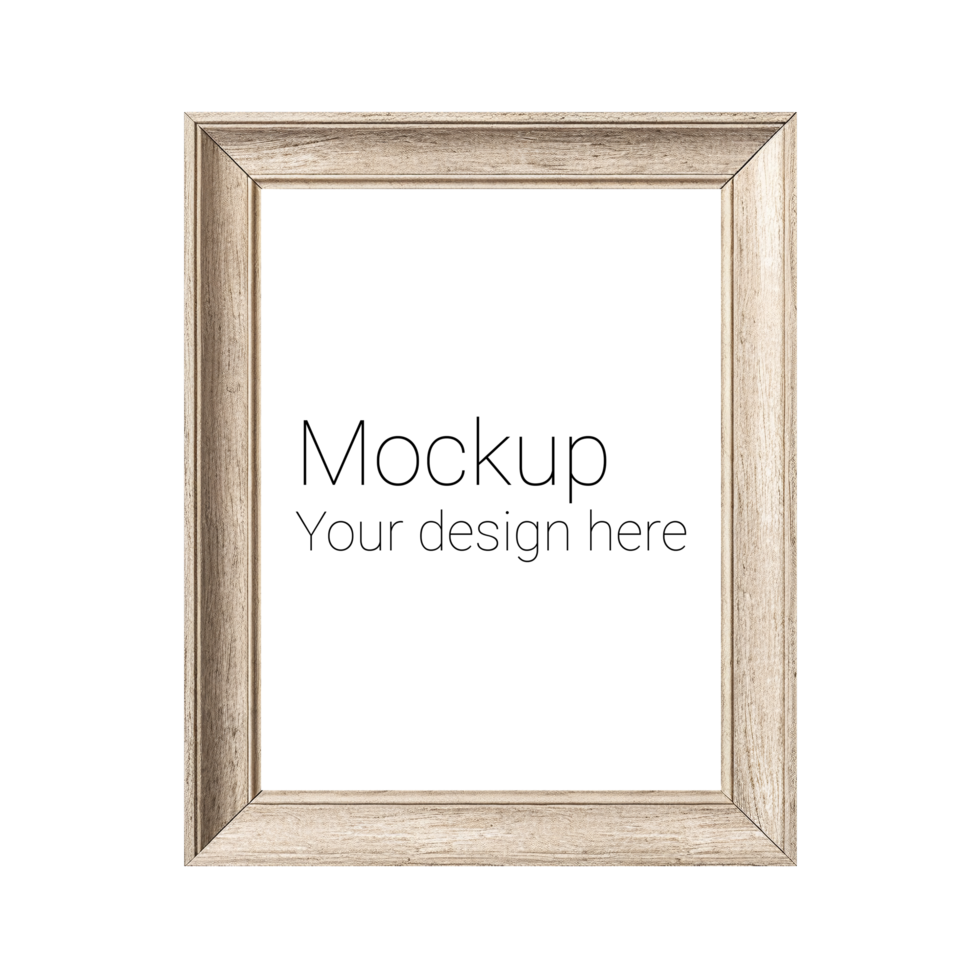 Mockup of beige frame for poster or photo without background psd