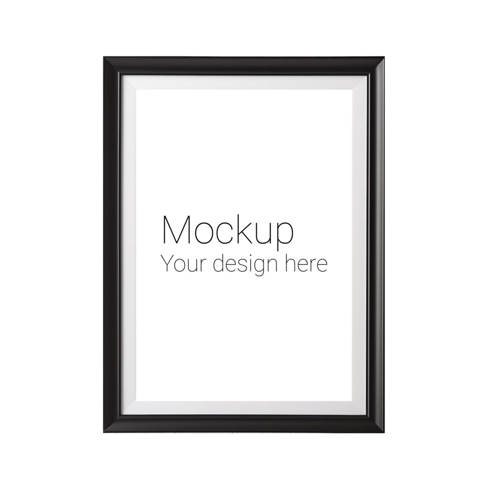 Mockup of black frame for poster or photo without background psd