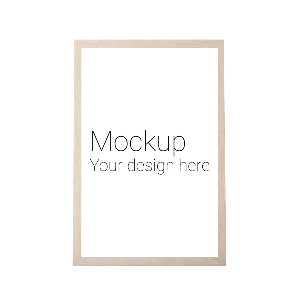 Mockup of beige frame for poster or photo without background psd