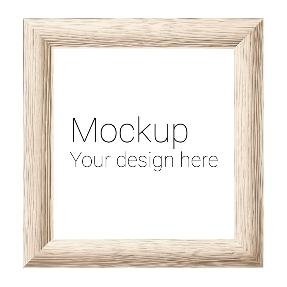 Mockup of beige frame for poster or photo without background psd
