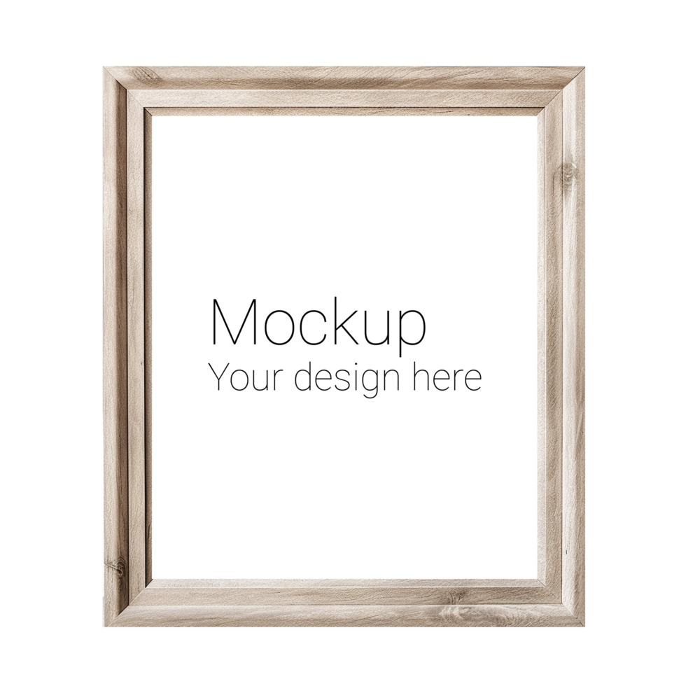 Mockup of beige frame for poster or photo without background psd