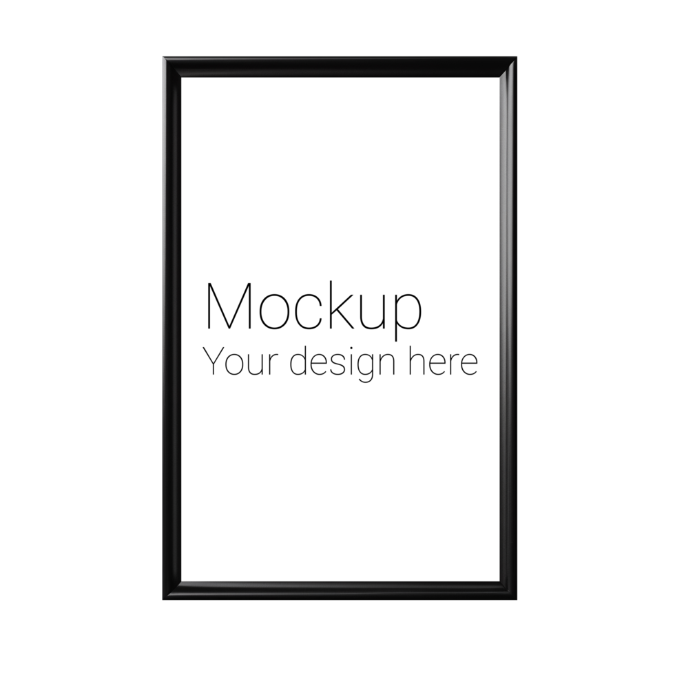 Mockup of black frame for poster or photo without background psd