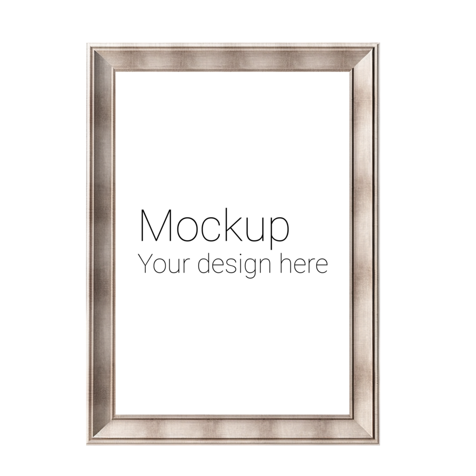 Mockup of beige frame for poster or photo without background psd