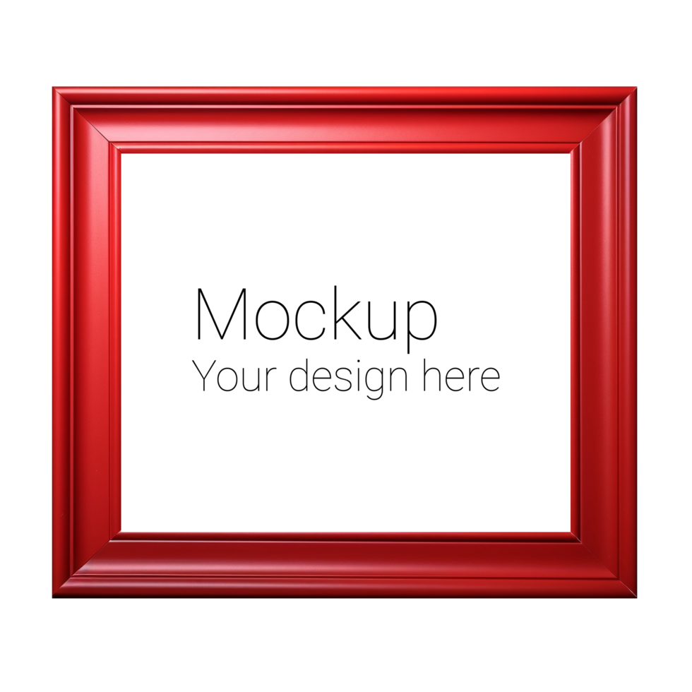 Mockup of red frame for poster or photo without background psd