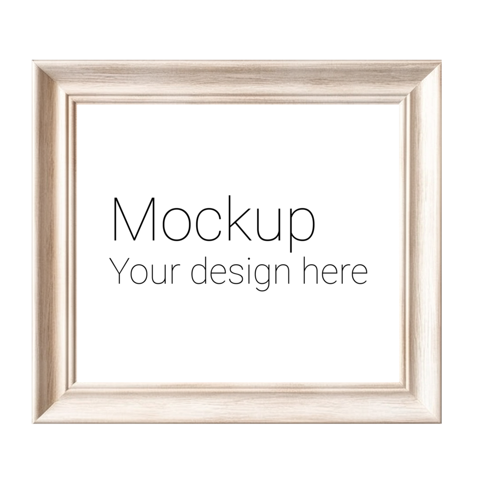 Mockup of beige frame for poster or photo without background psd
