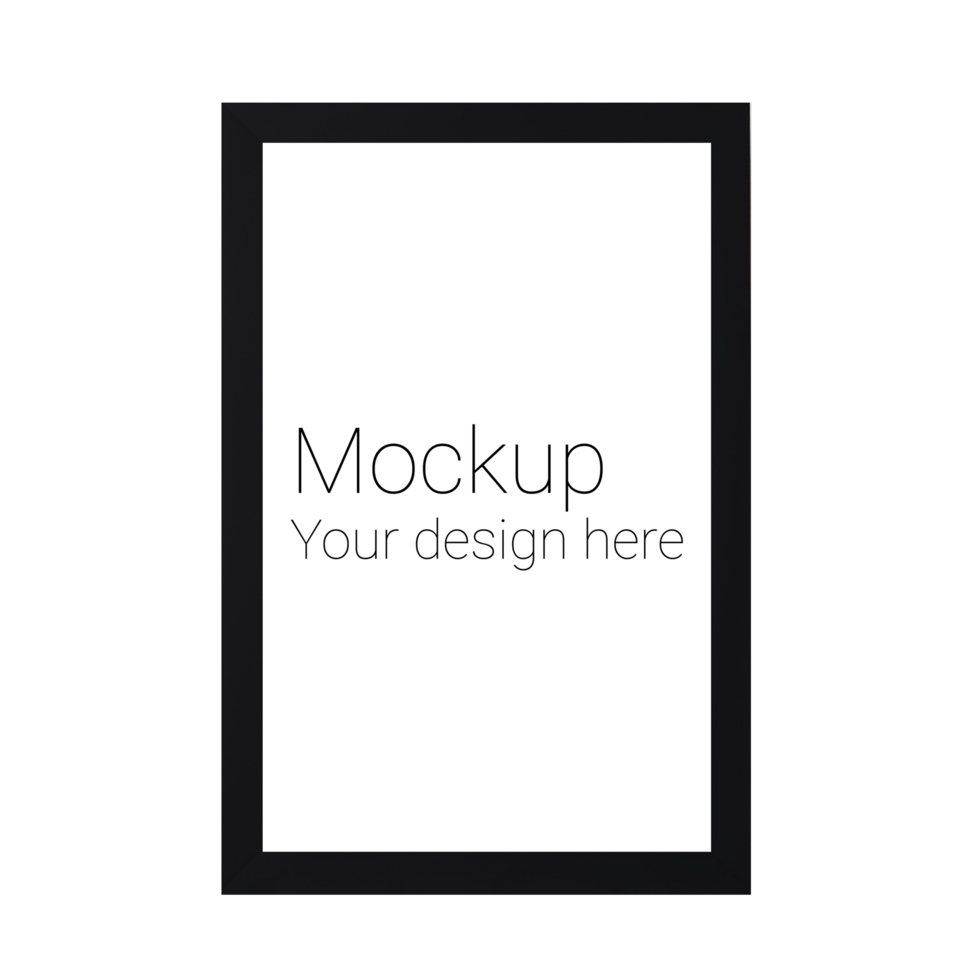 Mockup of black frame for poster or photo without background psd