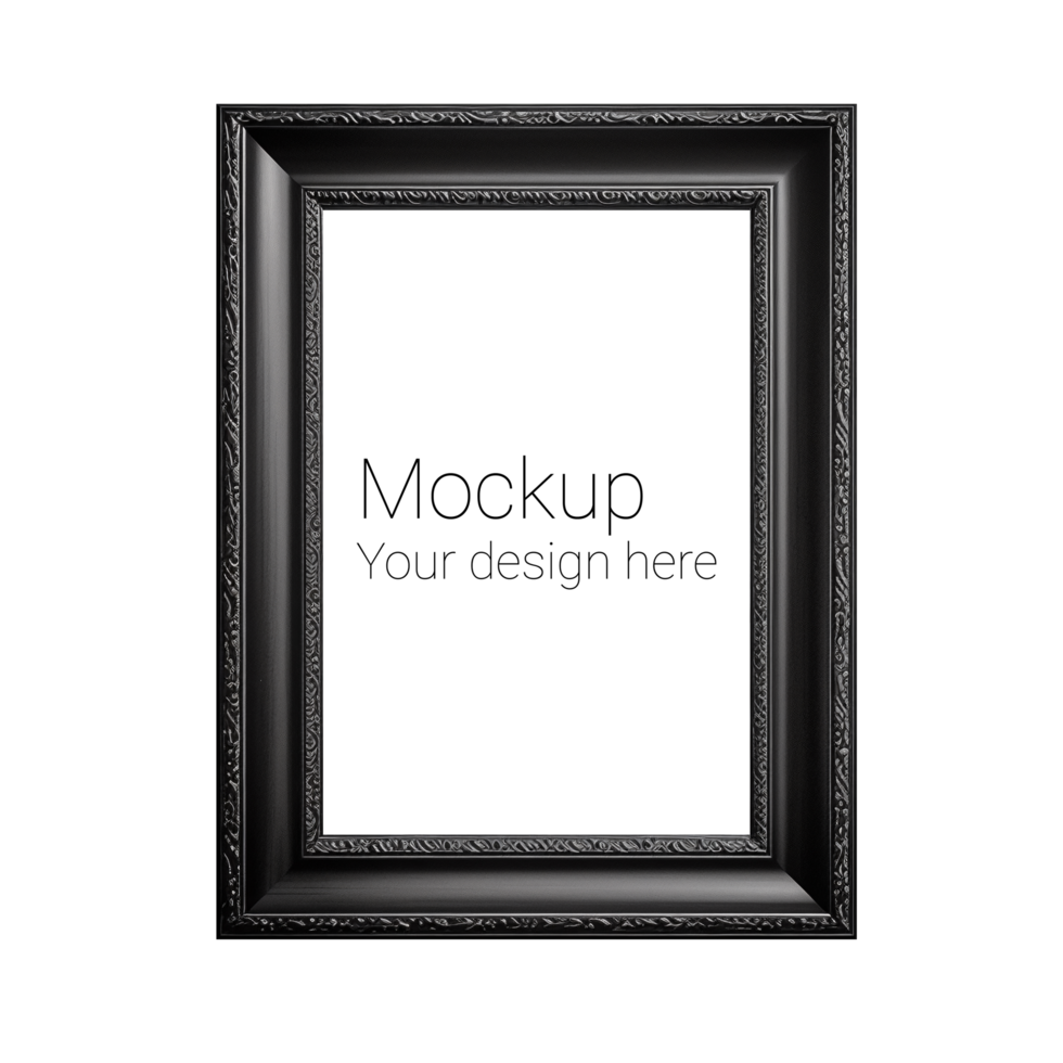Mockup of black frame for poster or photo without background psd