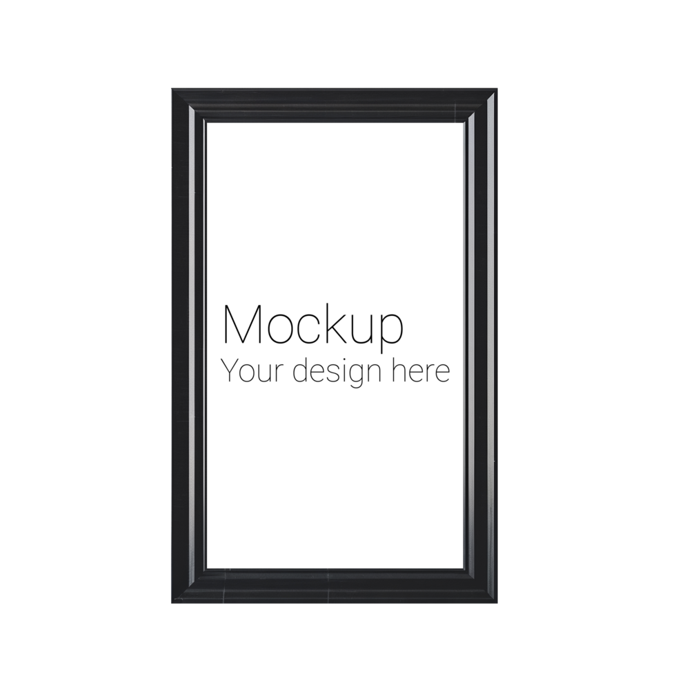 Mockup of black frame for poster or photo without background psd