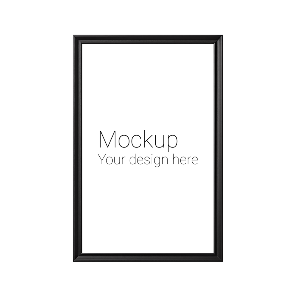 Mockup of black frame for poster or photo without background psd