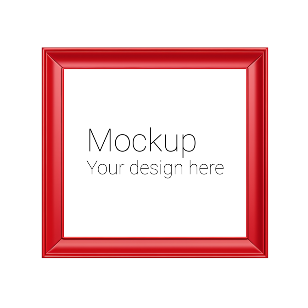 Mockup of red frame for poster or photo without background psd