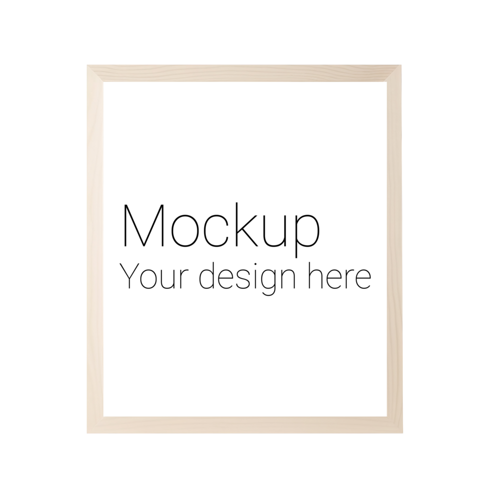 Mockup of beige frame for poster or photo without background psd