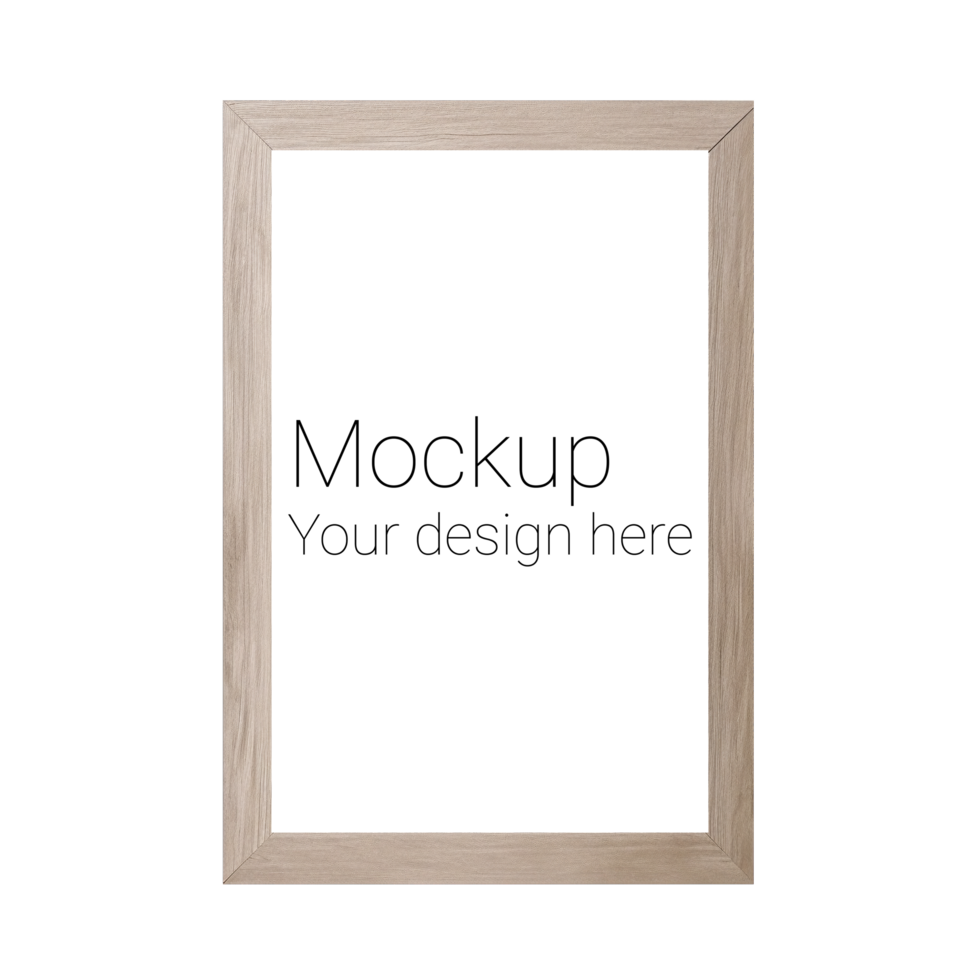 Mockup of beige frame for poster or photo without background psd