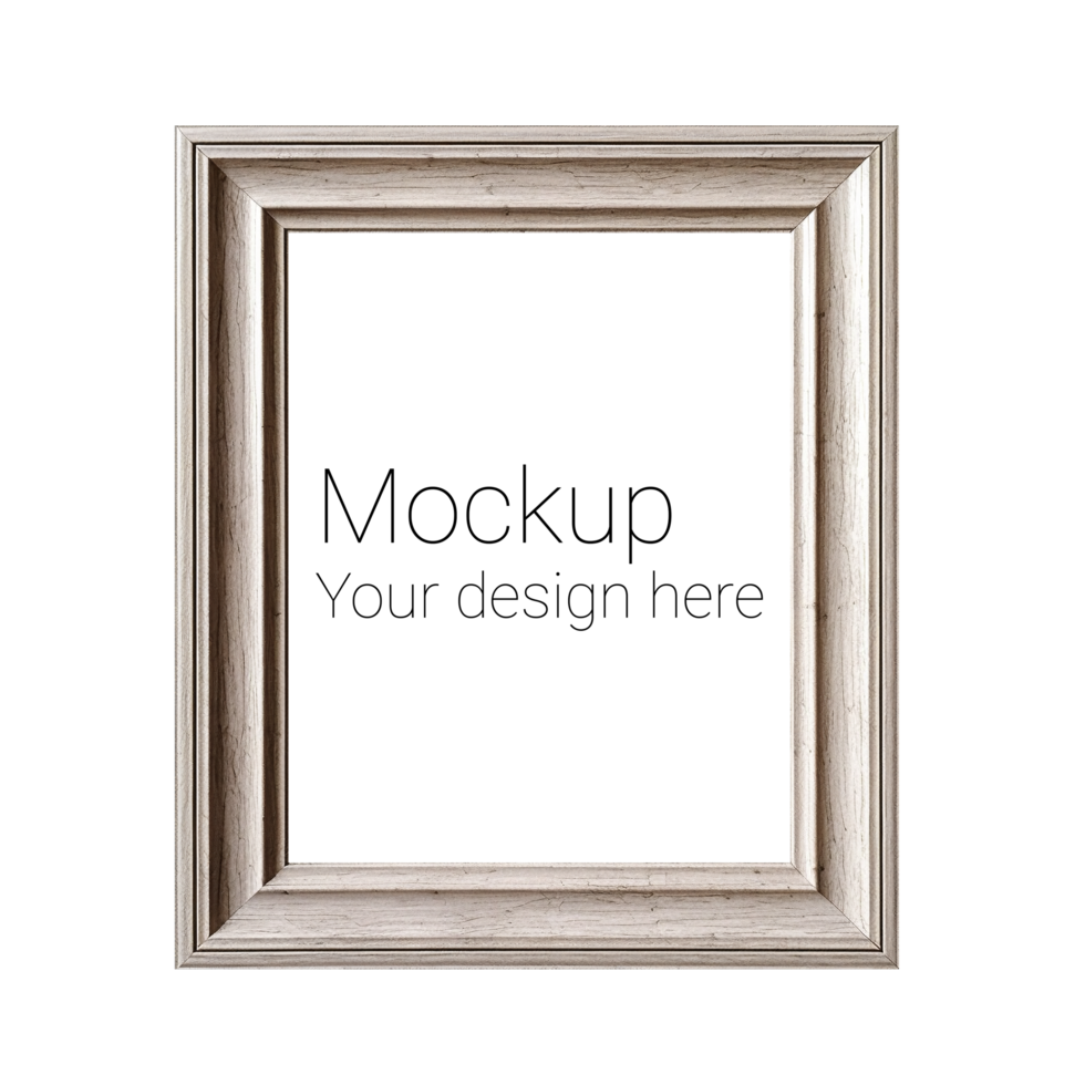 Mockup of beige frame for poster or photo without background psd