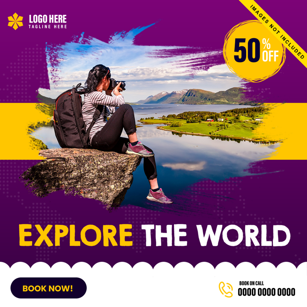 Creative travel tour flyer template design psd