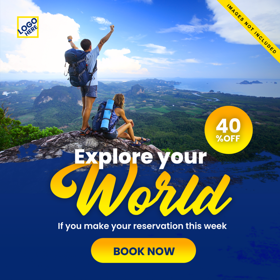 Creative travel tour flyer template design psd