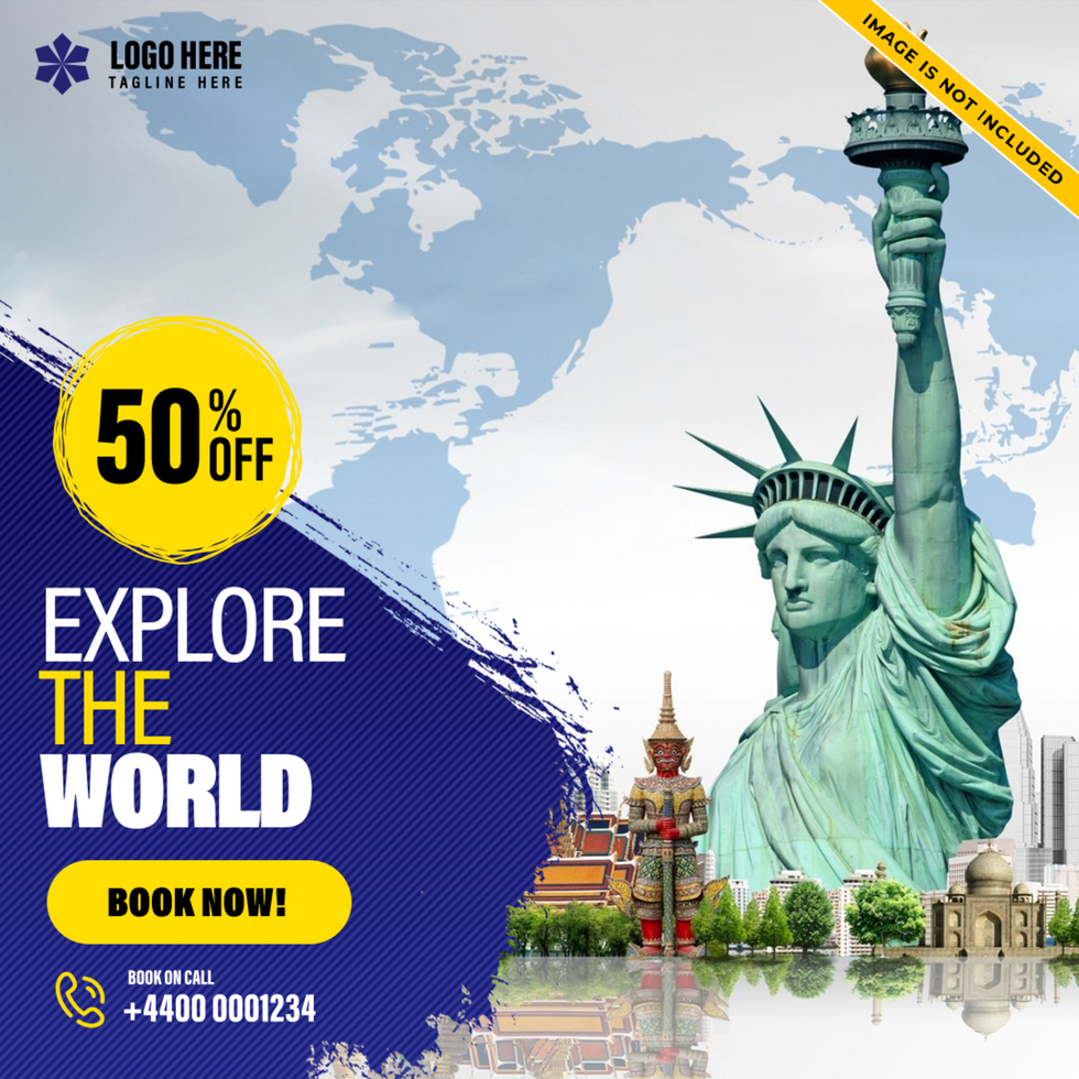 Creative travel tour flyer template design psd