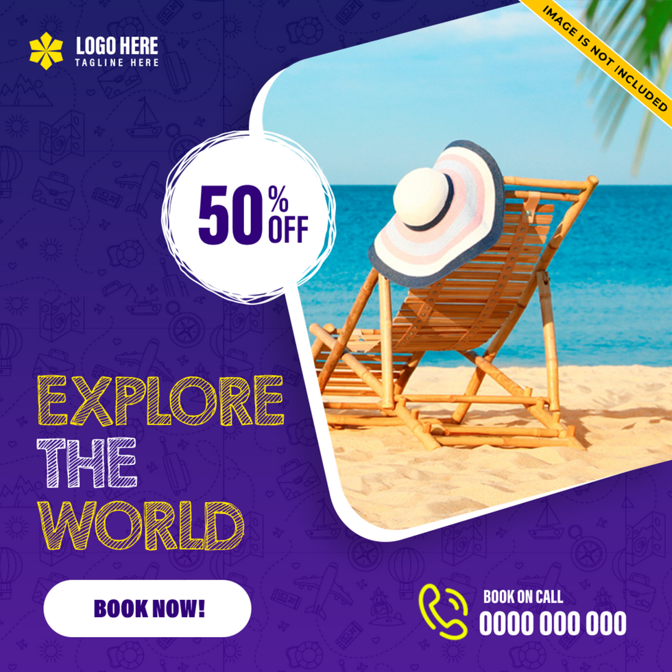 Creative travel tour flyer template design psd